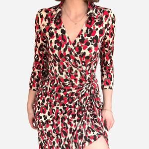 Boston Proper size 2 Leopard animal cheetah print wrap dress v neck